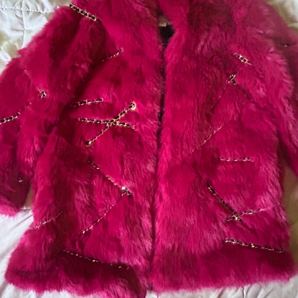 MOSCHINO H AND M PINK FAUX FUR COAT - Picture 5 of 5